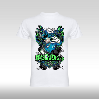 Tricou Alb personalizat bumbac anime "My Hero Academia: Deku" streetwear

