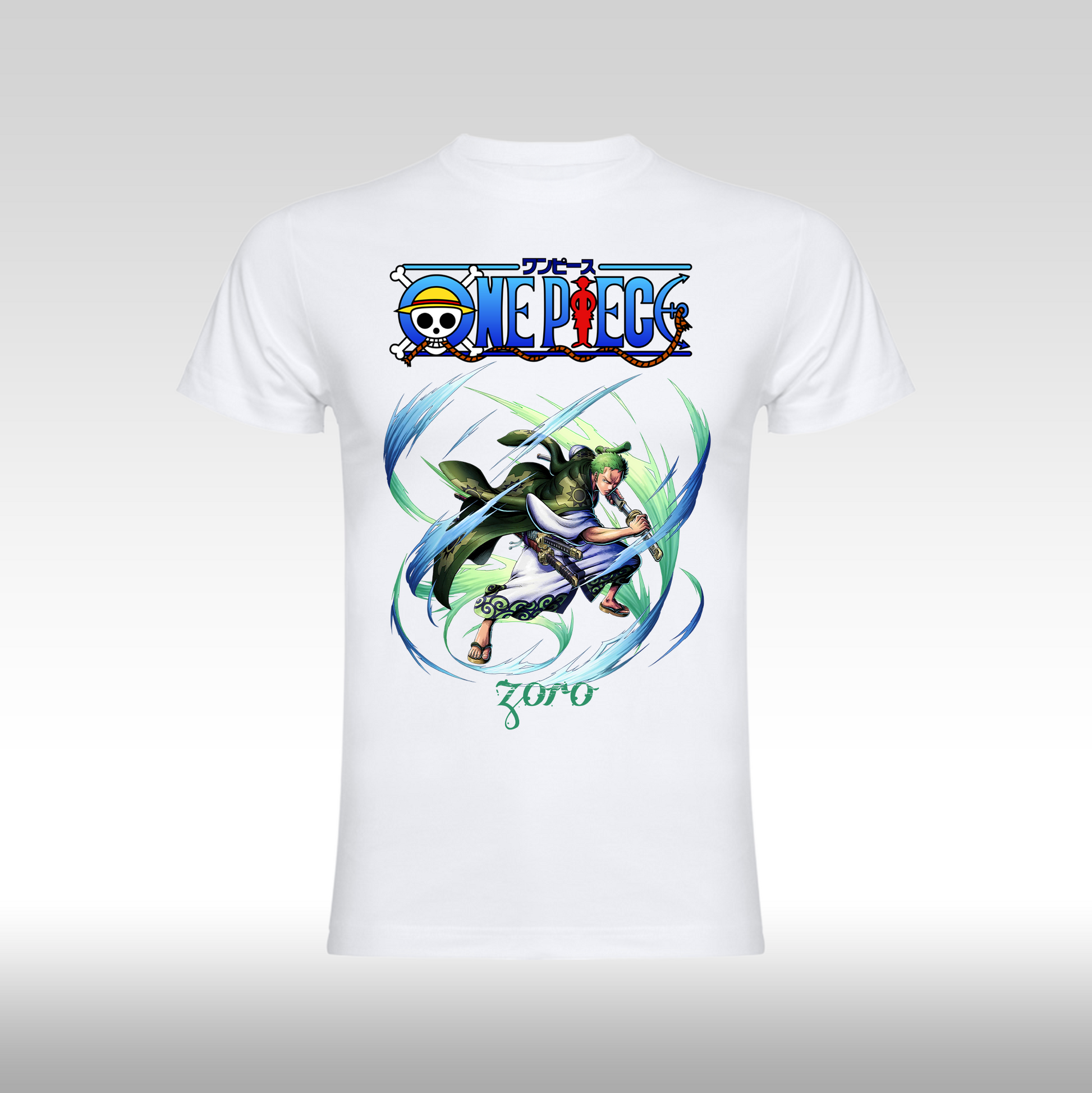 Tricou Alb personalizat bumbac Fata Dama anime "One Piece Zoro" streetwear
