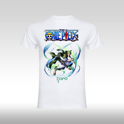 Tricou Alb personalizat bumbac Fata Dama anime "One Piece Zoro" streetwear
