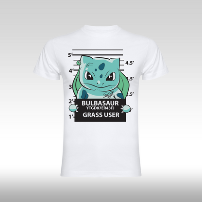 Tricou Alb personalizat bumbac anime "Pokemon Bulbasaur" streetwear
