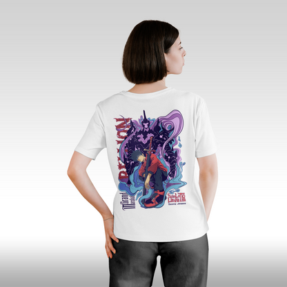 Tricou Alb personalizat bumbac Spate dama anime "Solo Leveling: Sung Ji Woo" streetwear