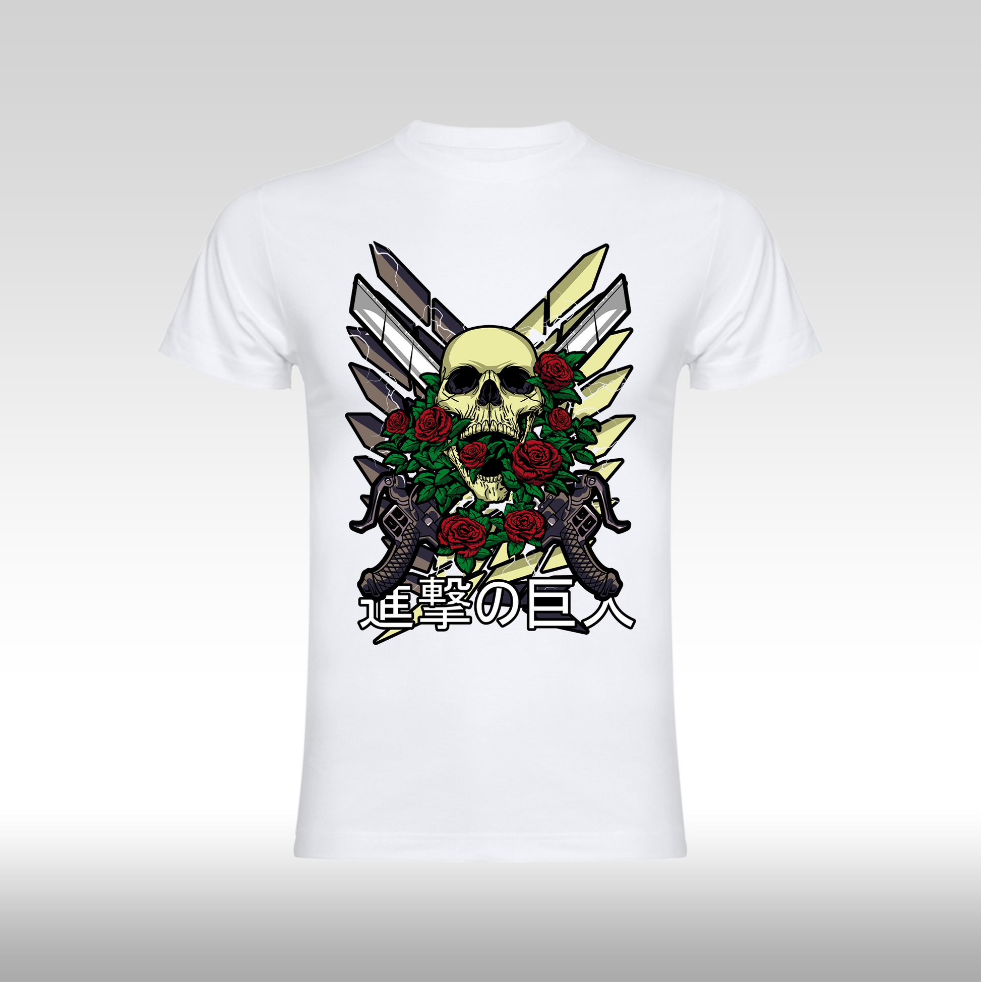 Tricou Alb personalizat bumbac anime "Attack On Titan Logo" streetwear
