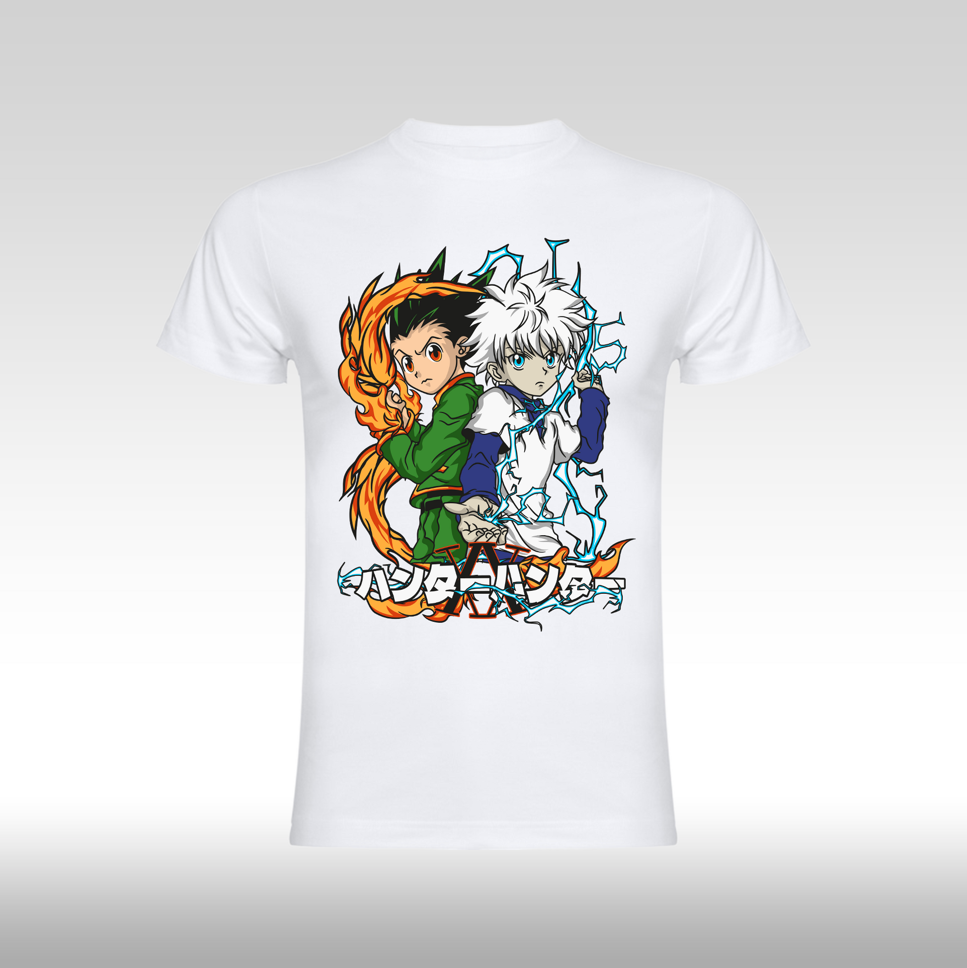 Tricou Alb personalizat bumbac anime "Hunter Gon Freecss" streetwear
