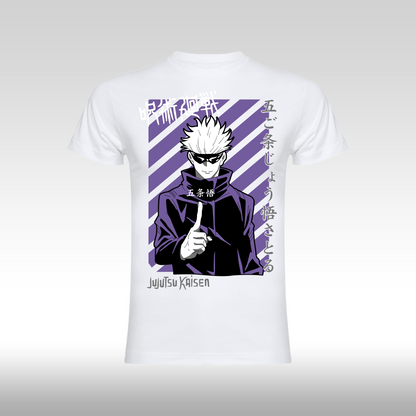 Tricou Alb personalizat bumbac anime "Jujutsu Kaisen: Satoru Gojo Front" streetwear
