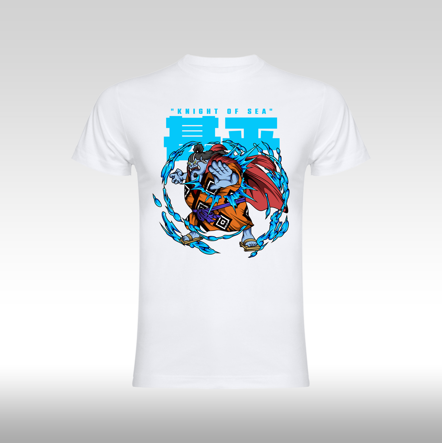 Tricou Alb personalizat bumbac anime "One Piece Jinbei Knight Of Sea" streetwear
