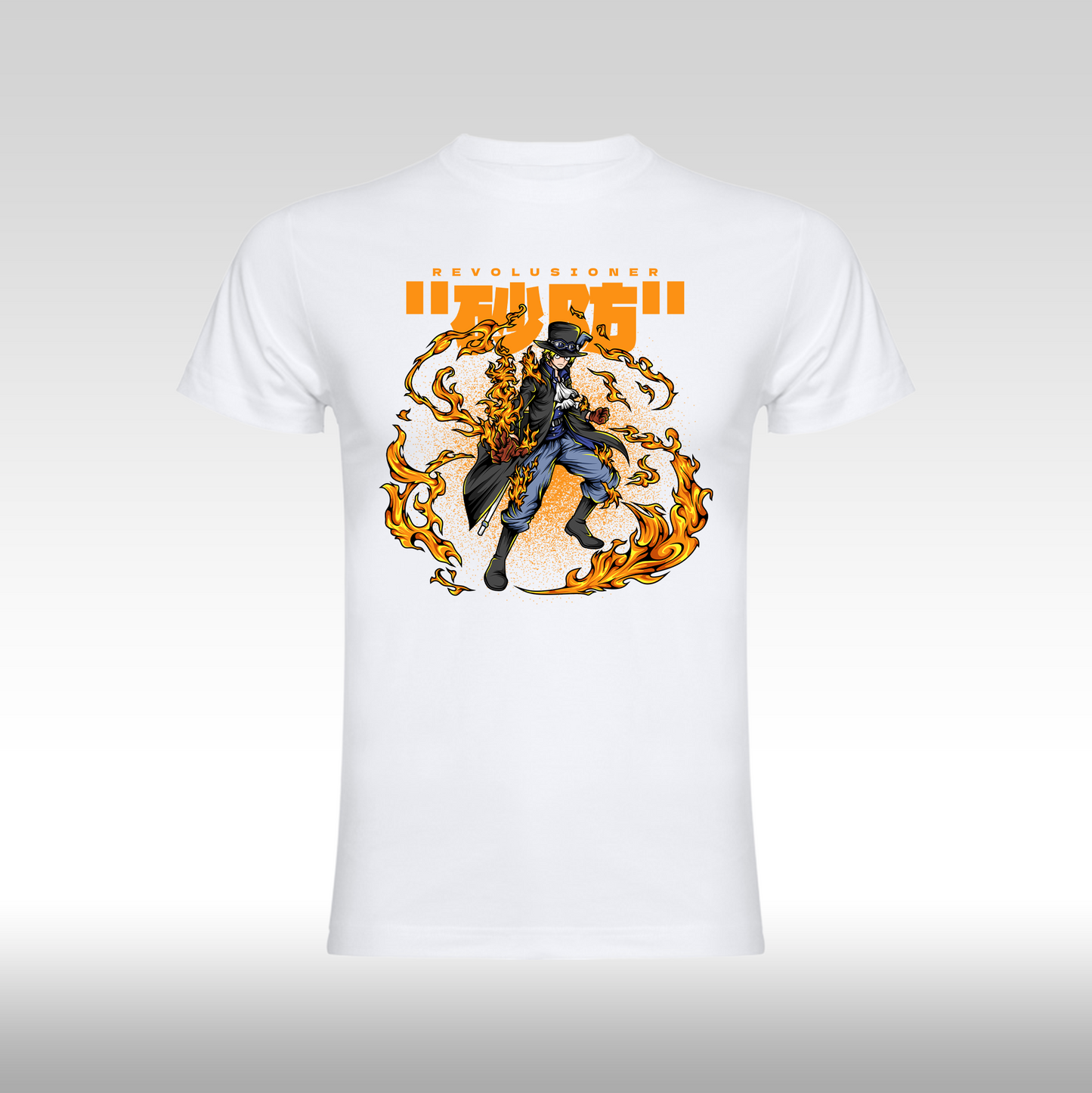 Tricou Alb personalizat bumbac anime "One Piece Revolutionary Sabo" streetwear
