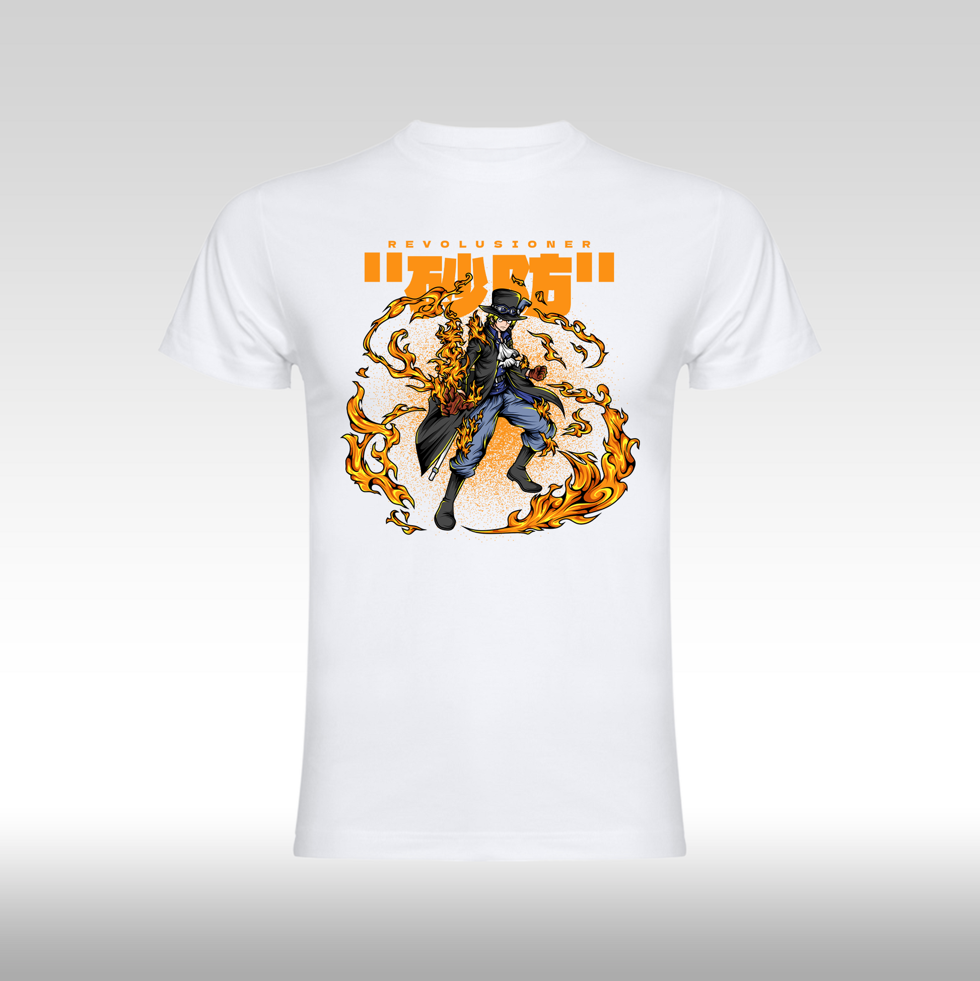 Tricou Alb personalizat bumbac anime "One Piece Revolutionary Sabo" streetwear
