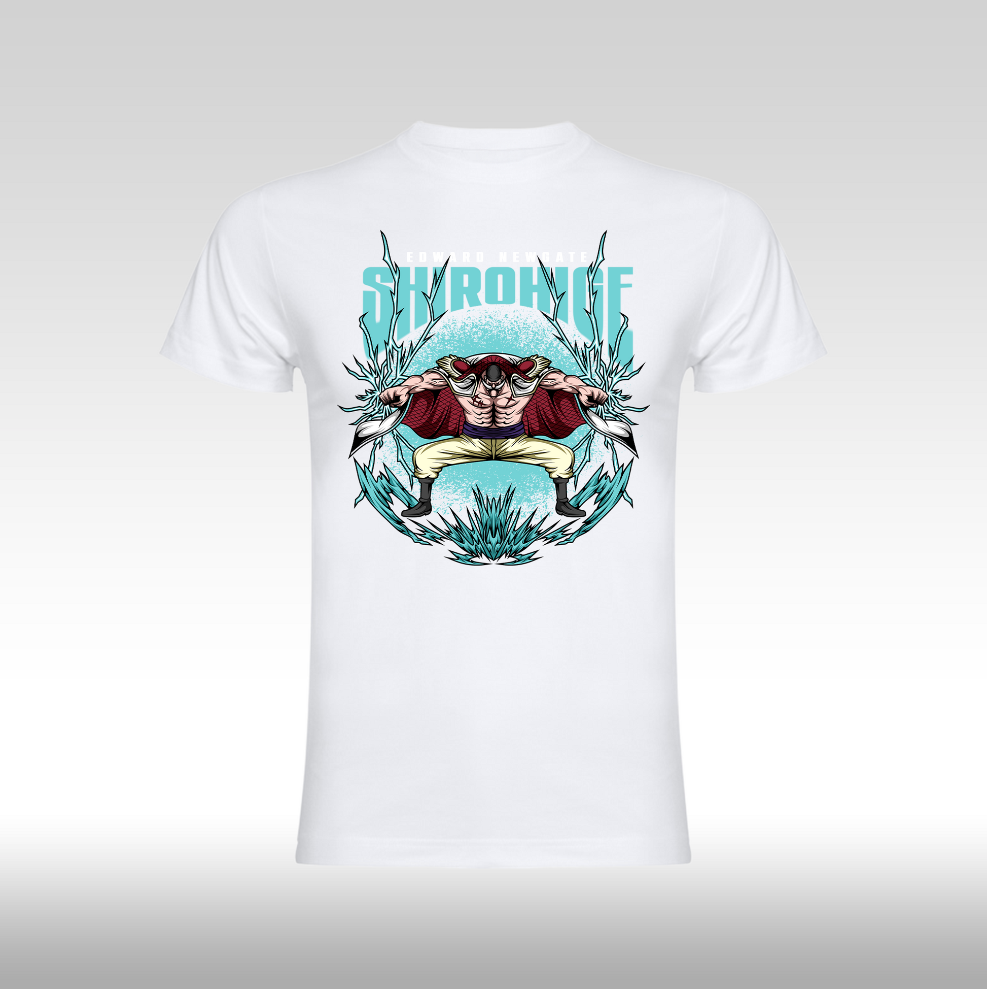 Tricou Alb personalizat bumbac anime "One Piece: Shirohige" streetwear
