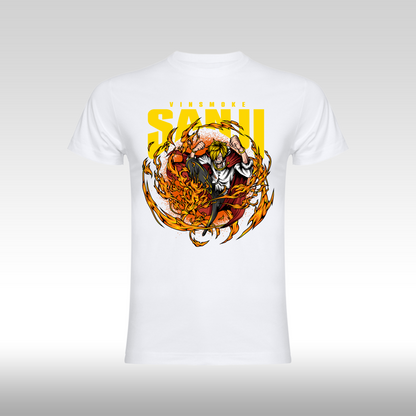 Tricou Alb personalizat bumbac anime "One Piece Sanji" streetwear