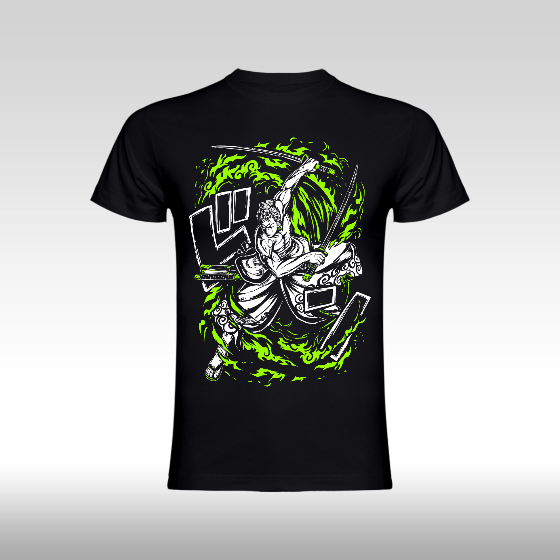 Tricou Negru personalizat bumbac Fata anime "One Piece Zoro Inferno Slash" streetwear