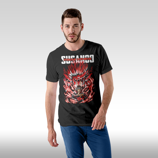 Tricou Negru personalizat bumbac Fata Barbat anime "Naruto -  Itachi Uchiha Susanoo" streetwear
