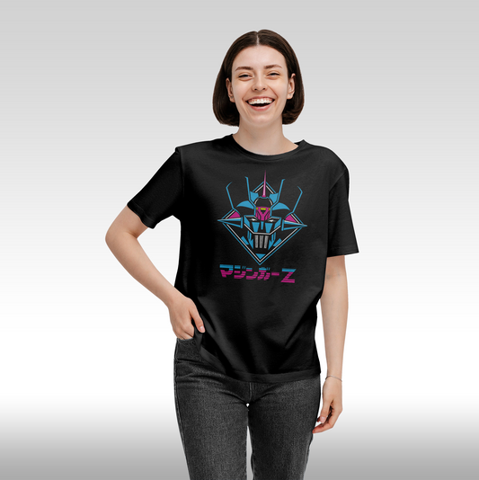 Tricou Negru personalizat bumbac Fata Dama anime "Mazinger Z" streetwear
