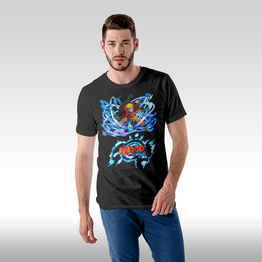 Tricou Negru personalizat bumbac Fata barbat anime "Naruto Shippuden" streetwear
