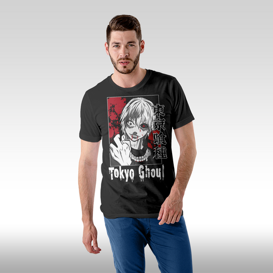 Tricou Negru personalizat bumbac Fata Dama anime "Tokyo Ghoul" streetwear
