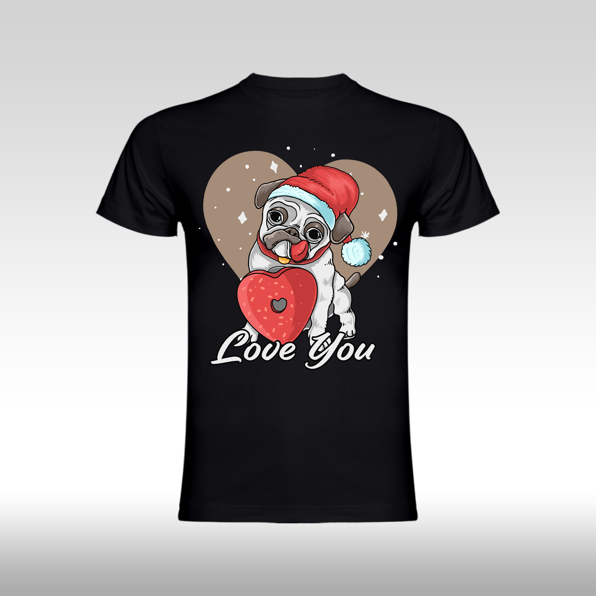 Tricou Negru personalizat bumbac Fata Dama catel "Love You" streetwear
