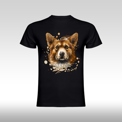 Tricou Negru personalizat bumbac Fata Dama catel "Puppy Art" streetwear
