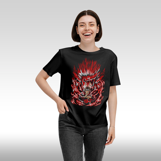 Tricou Negru personalizat bumbac Fata Dama anime "Itachi" streetwear
