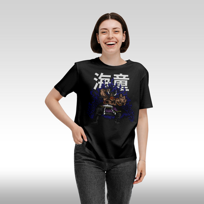 Tricou Negru personalizat bumbac Fata Dama anime "One Piece Kaido" streetwear
