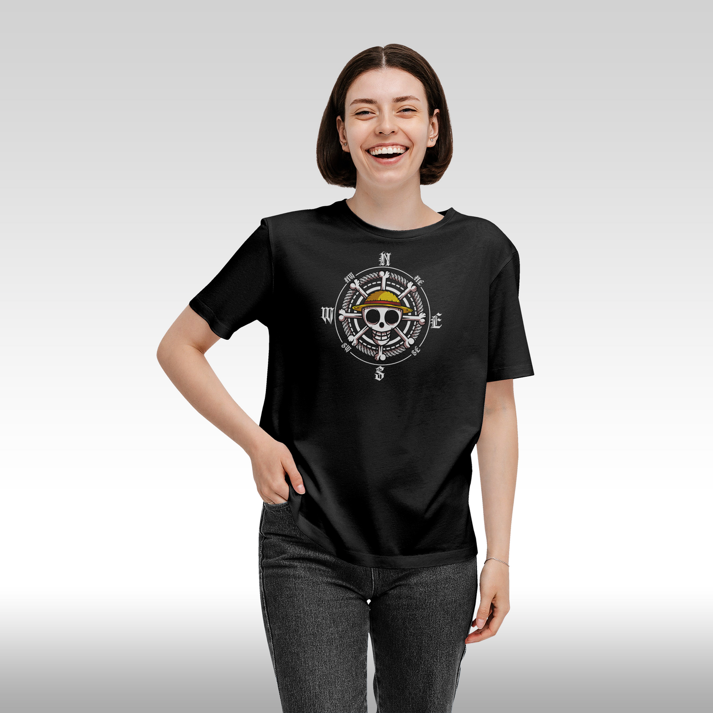 Tricou Negru personalizat bumbac Fata Dama anime "Pirate Hunter: Roronoa Zoro" streetwear
