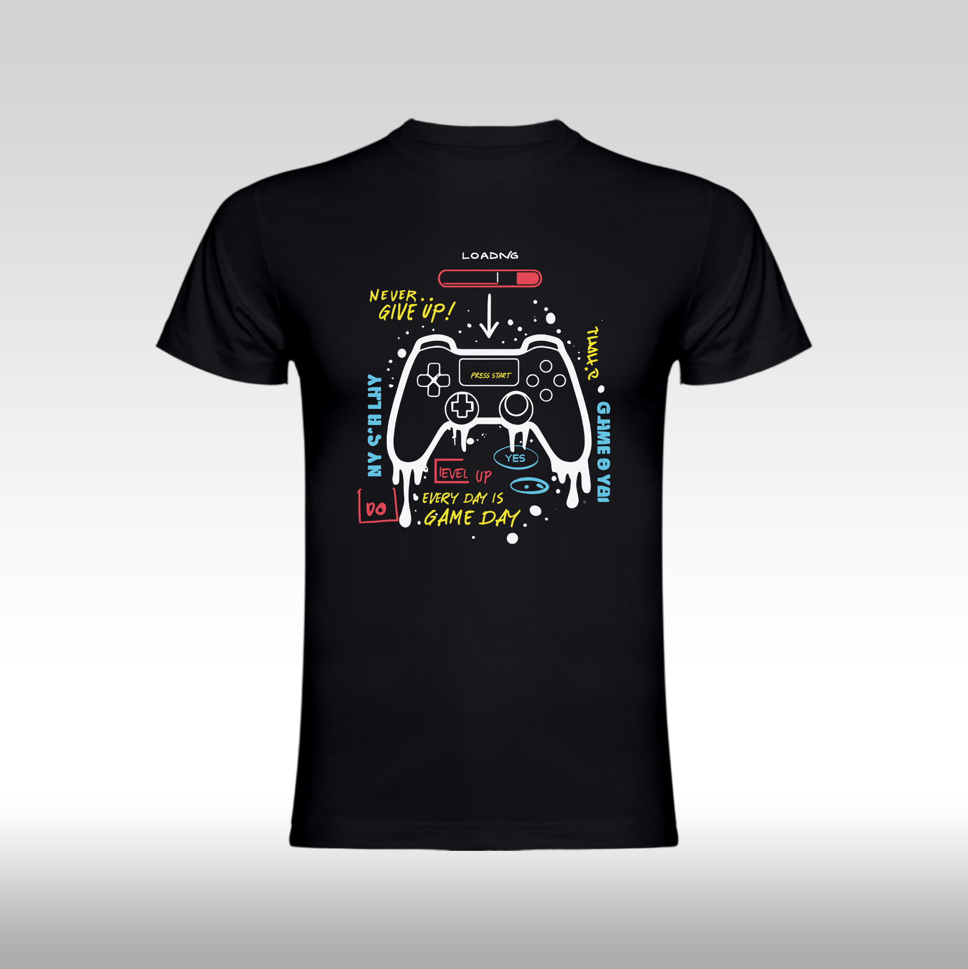 Tricou Negru personalizat bumbac Fata gaming "Every Day is Game Day" streetwear
