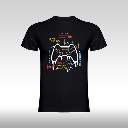 Tricou Negru personalizat bumbac Fata gaming "Every Day is Game Day" streetwear
