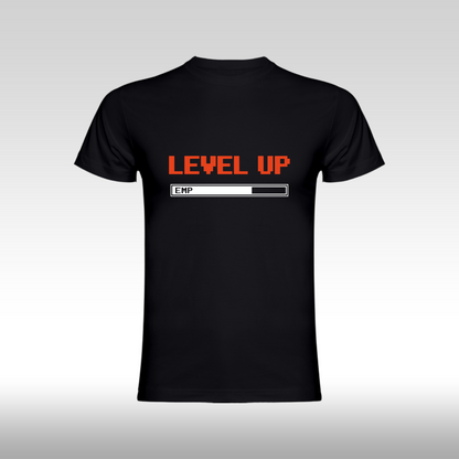 Tricou Negru personalizat bumbac Fata gaming "Level UP" streetwear
