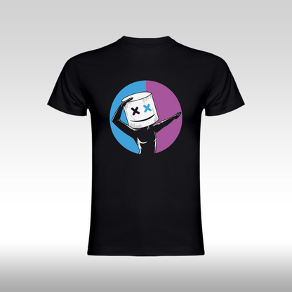 Tricou Negru personalizat bumbac Fata gaming "Marshmello Blue-Purple" streetwear
