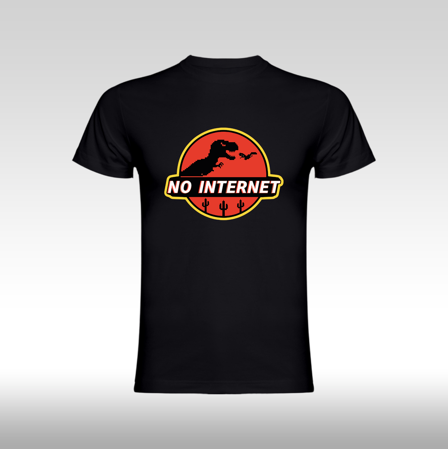 Tricou Negru personalizat bumbac Fata gaming "No Internet" streetwear
