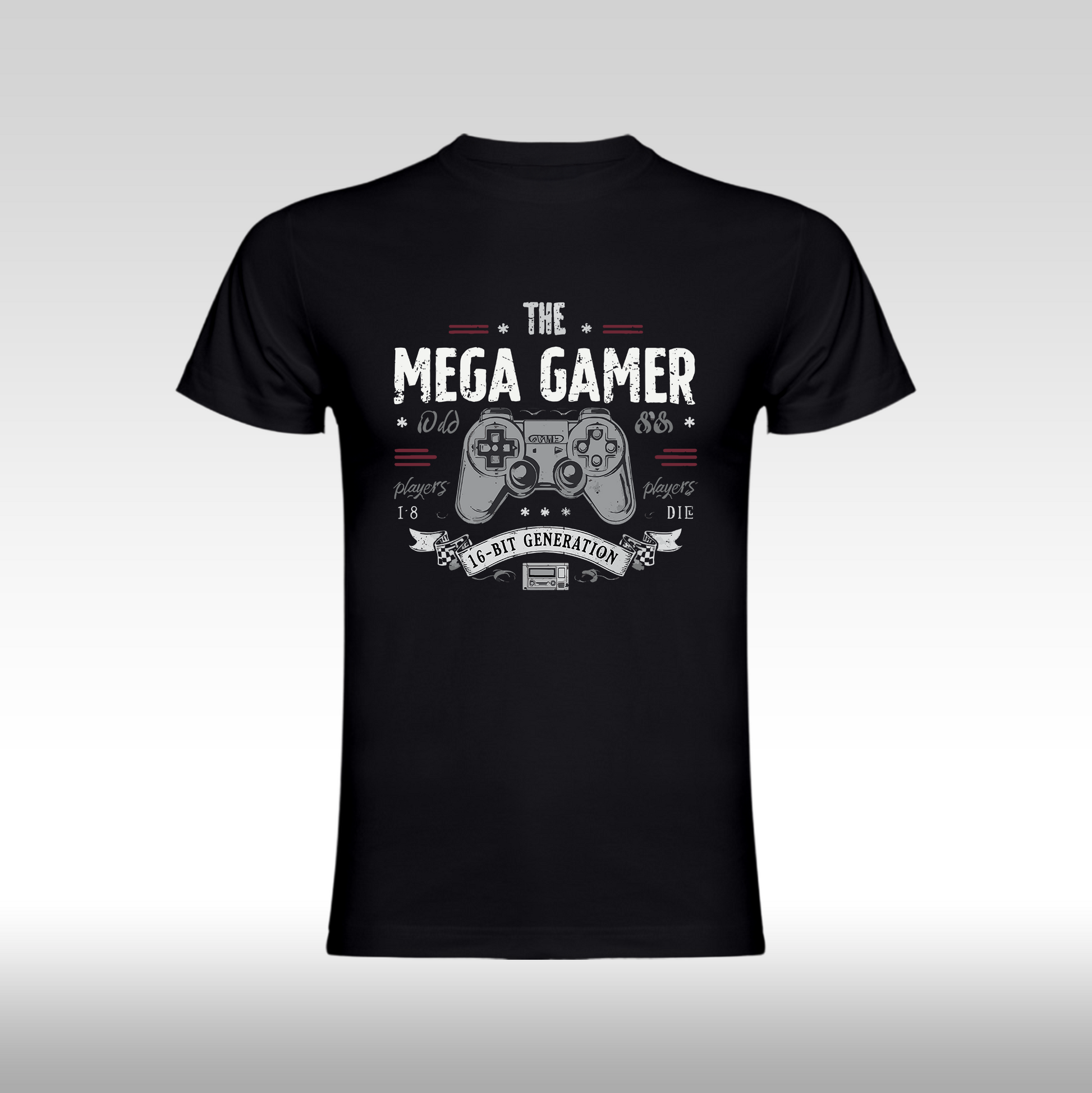 Tricou Negru personalizat bumbac Fata gaming "The Mega Gamer" streetwear
