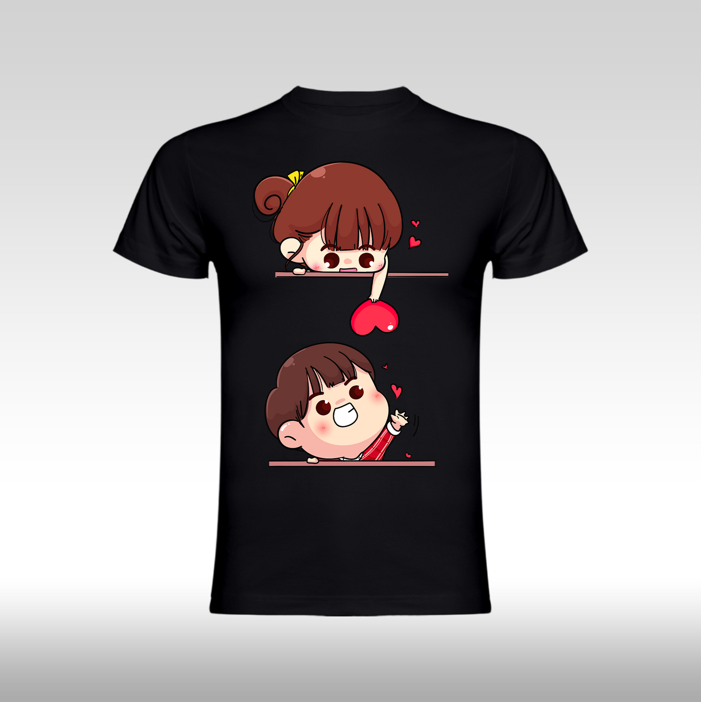 Tricou Negru personalizat bumbac Fata Dama iubire "Love Couple" streetwear
