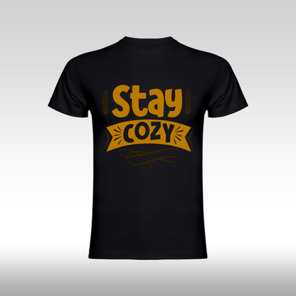 Tricou Negru personalizat bumbac Fata Dama mesaj "Stay Cozy" streetwear
