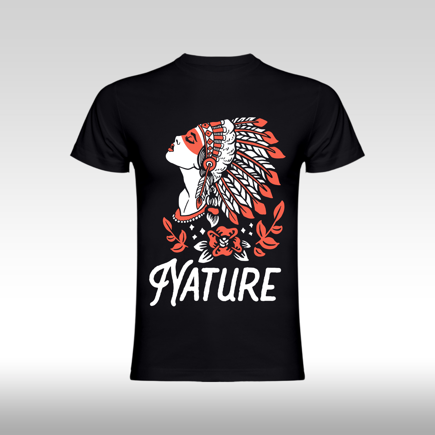 Tricou Negru personalizat bumbac Fata Dama native "Cheyenne Nature Girl" streetwear

