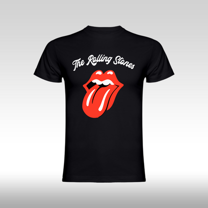 Tricou Negru personalizat bumbac Fata urban "The Rolling Stones" streetwear
