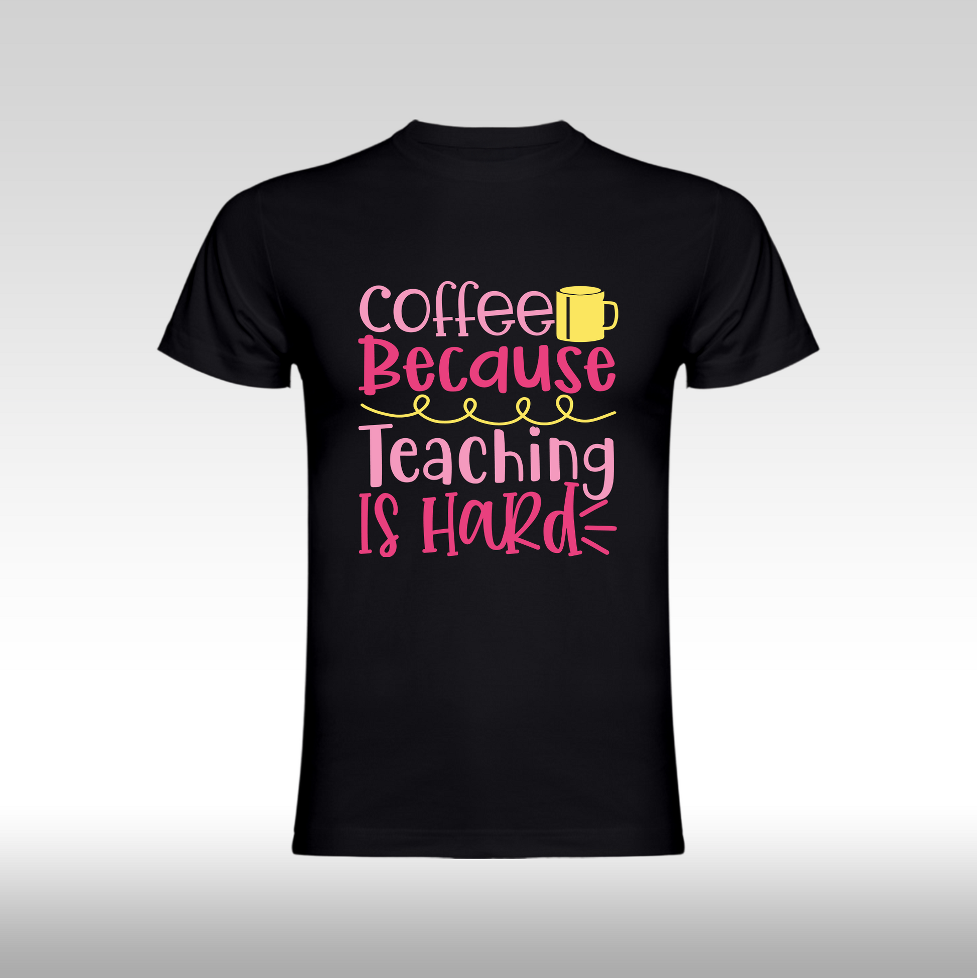 Tricou Negru personalizat bumbac urban "Coffee Because Teaching is Hard" streetwear
