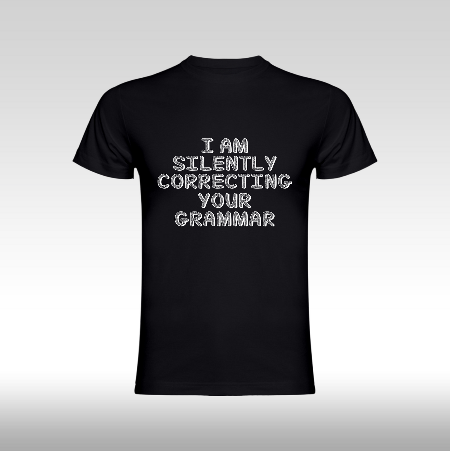 Tricou Negru personalizat bumbac amuzant "I am Silently Correcting your Grammar" streetwear
