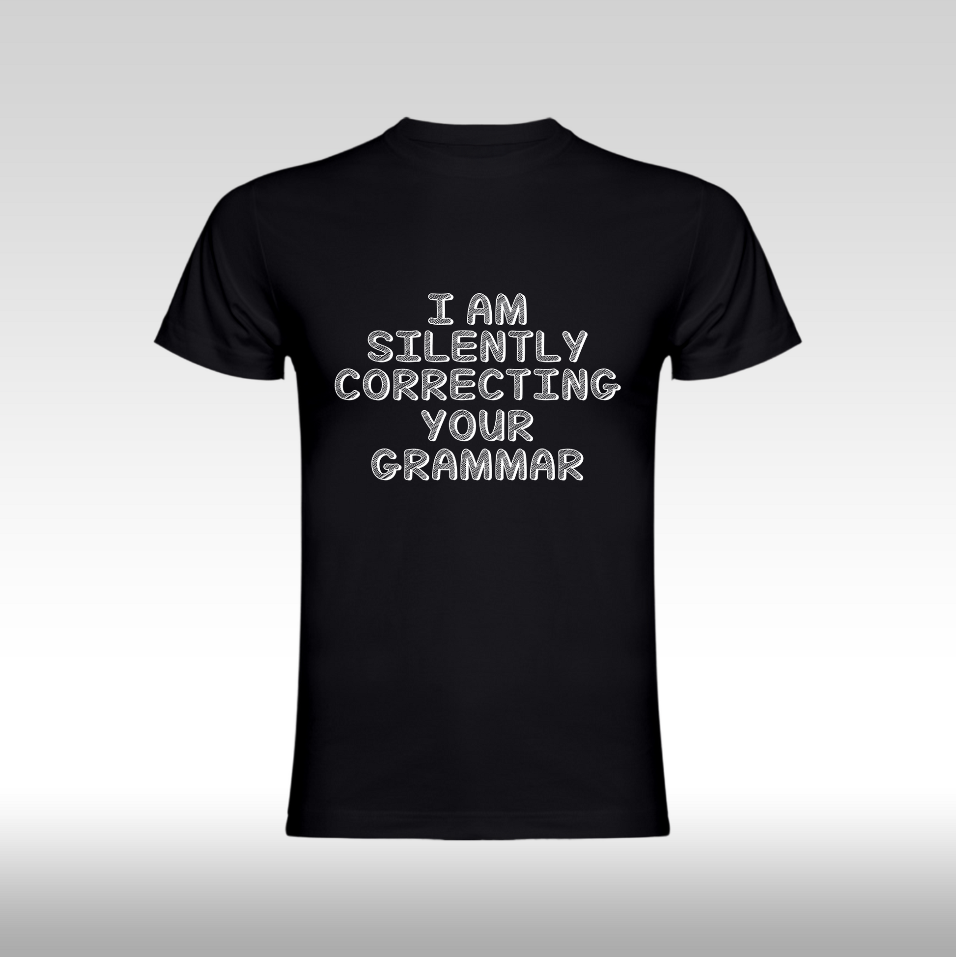 Tricou Negru personalizat bumbac amuzant "I am Silently Correcting your Grammar" streetwear
