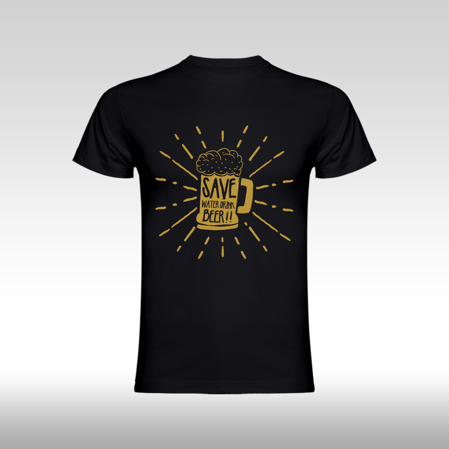 Tricou Negru personalizat bumbac amuzant "Save Water Drink Beer" streetwear
