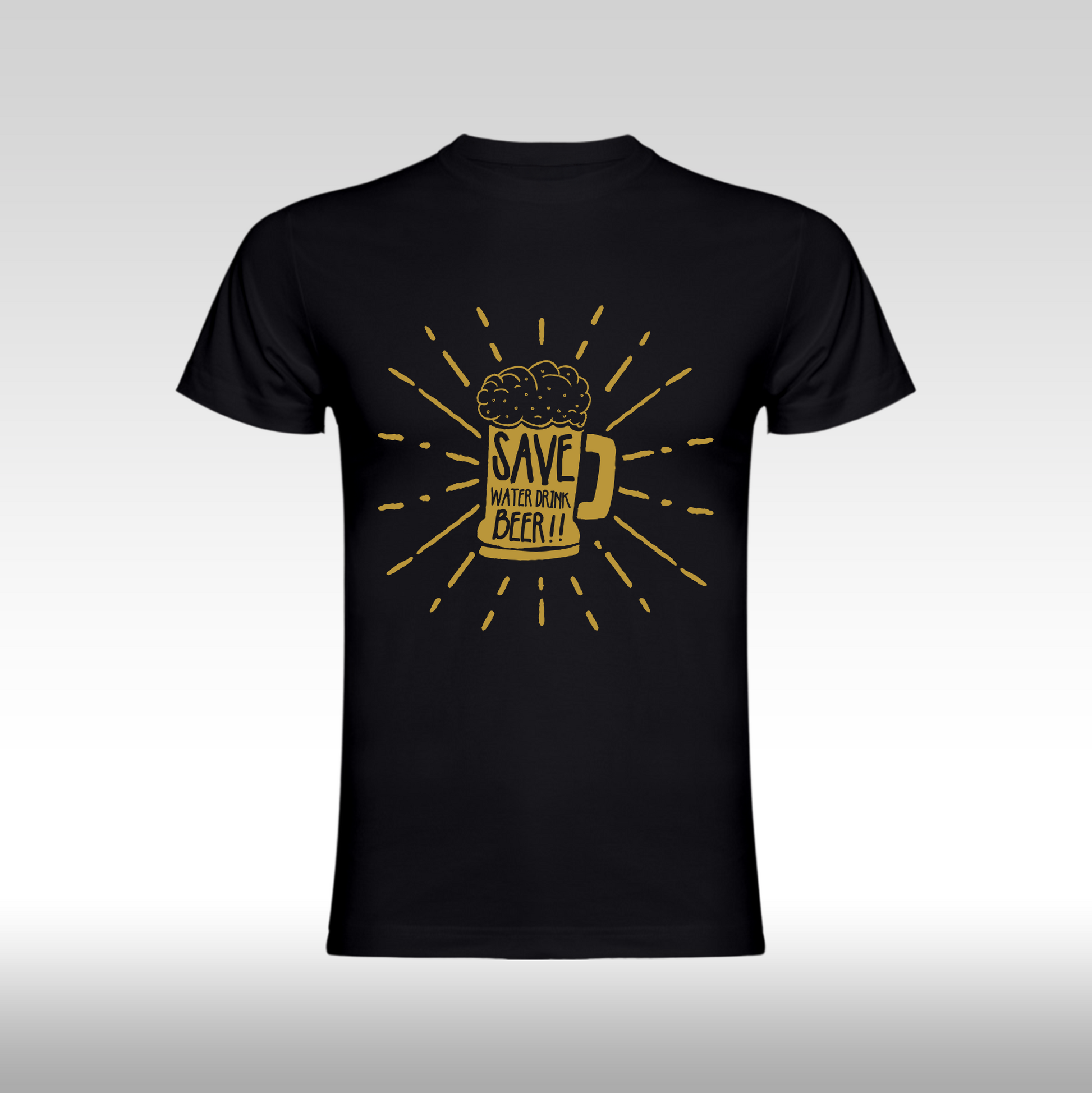 Tricou Negru personalizat bumbac amuzant "Save Water Drink Beer" streetwear
