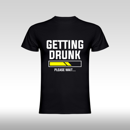 Tricou Negru personalizat bumbac amuzant "Getting Drunk" streetwear
