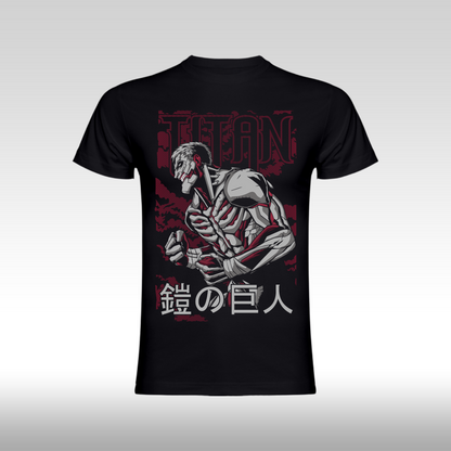 Tricou Negru personalizat bumbac anime "Attack On Titan" streetwear
