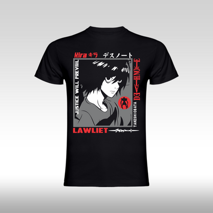 Tricou Negru personalizat bumbac anime "Death Note: Takeshi Obata L" streetwear
