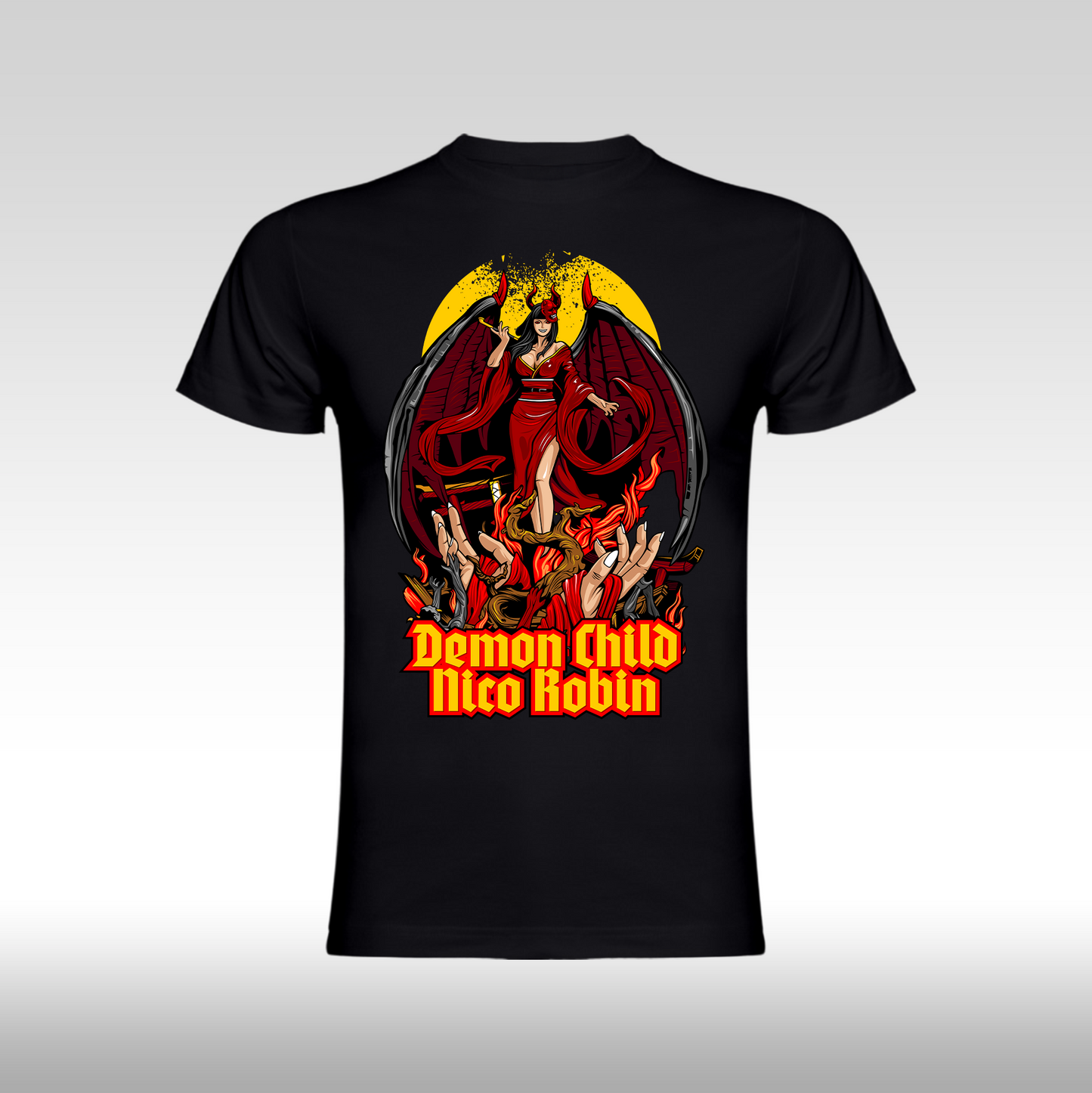 Tricou Negru personalizat bumbac anime "Demon Child Nico Robin" streetwear

