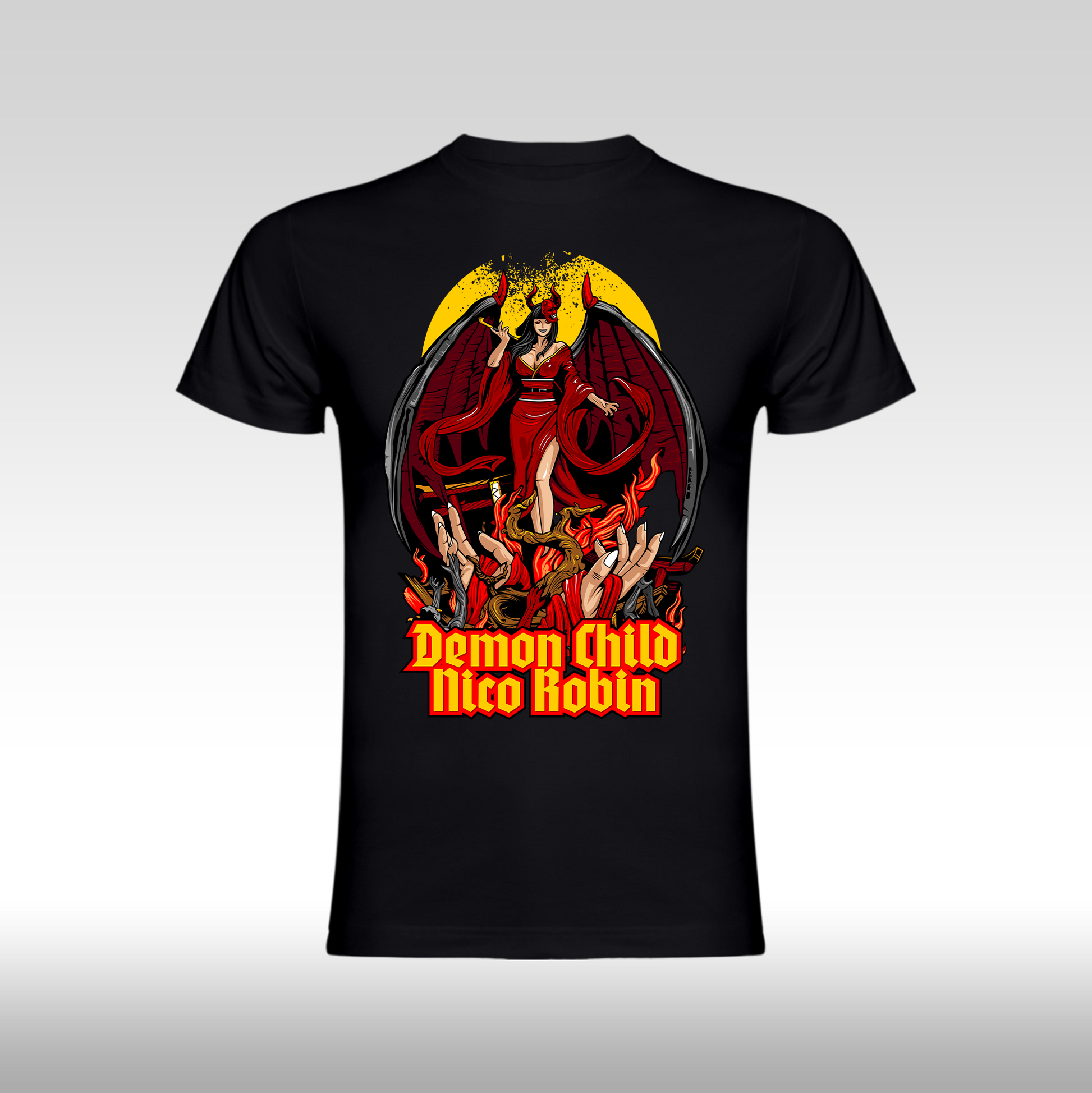 Tricou Negru personalizat bumbac anime "Demon Child Nico Robin" streetwear
