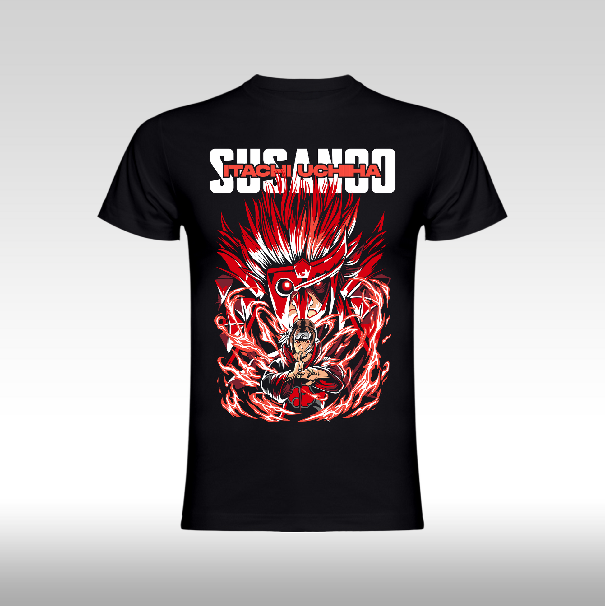 Tricou Negru personalizat bumbac anime "Naruto -  Itachi Uchiha Susanoo" streetwear
