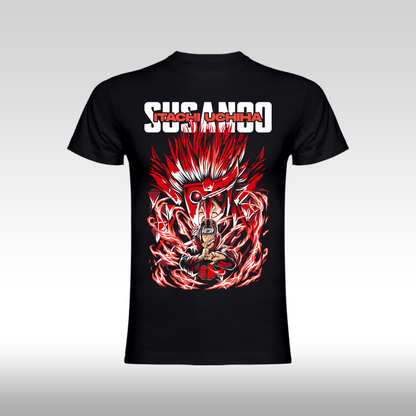 Tricou Negru personalizat bumbac anime "Naruto -  Itachi Uchiha Susanoo" streetwear

