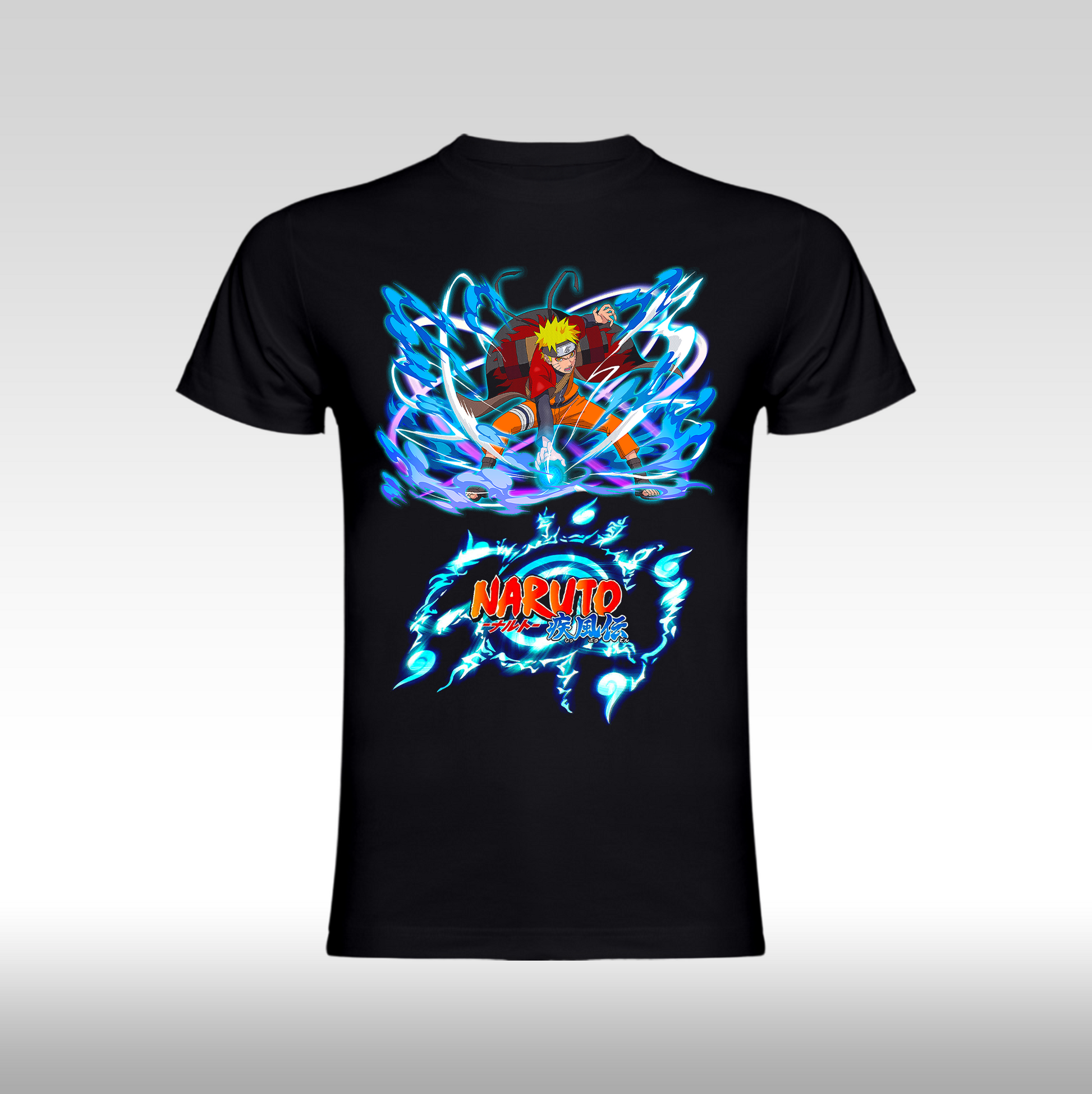 Tricou Negru personalizat bumbac anime "Naruto Shippuden" streetwear
