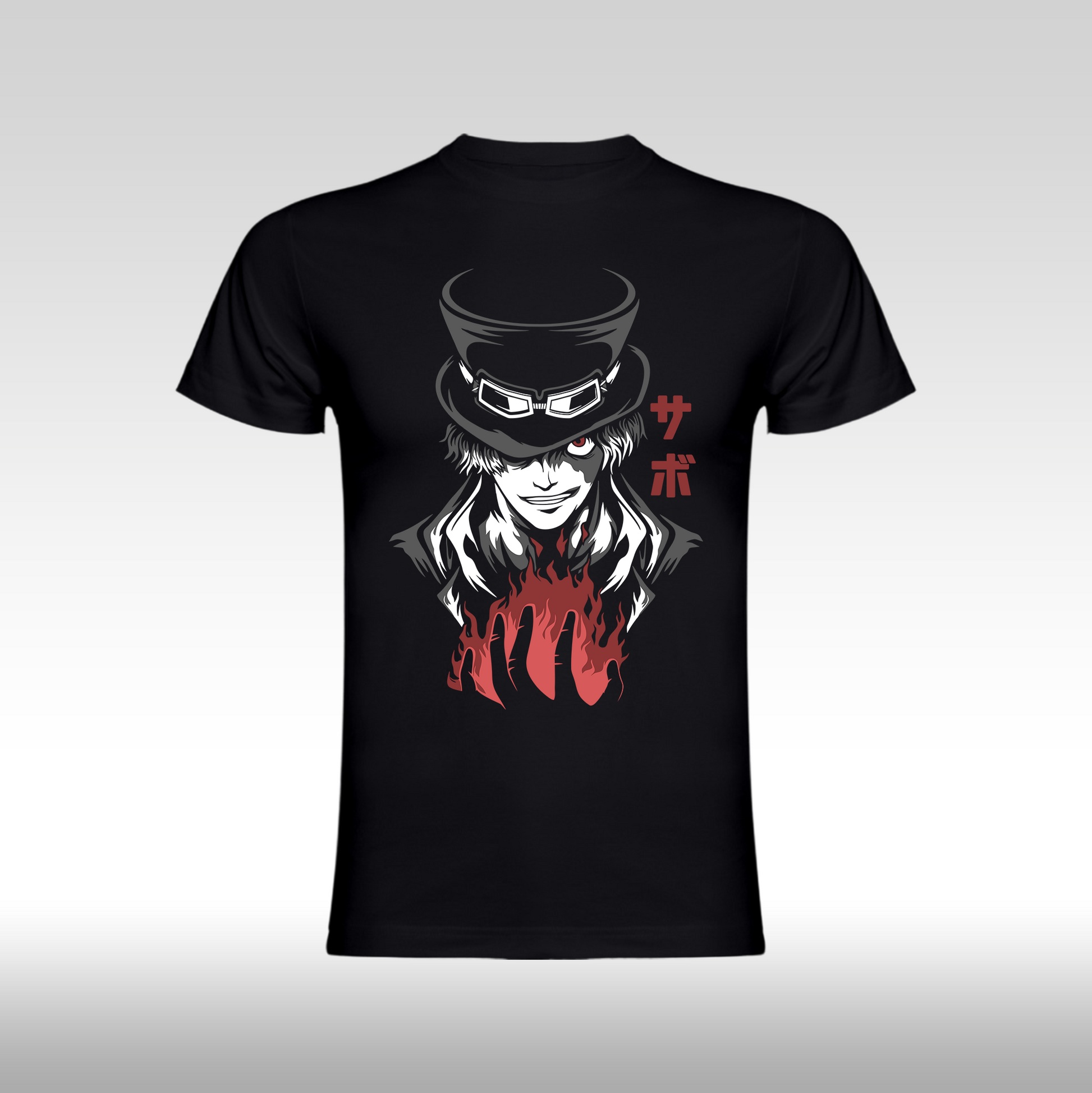 Tricou Negru personalizat bumbac  anime "One Piece Sabo" streetwear
