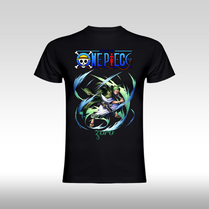 Tricou Negru personalizat bumbac anime "One Piece Zoro" streetwear
