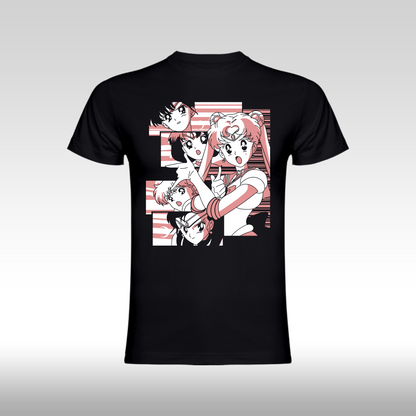 Tricou Negru personalizat bumbac anime "Sailor Moon" streetwear
