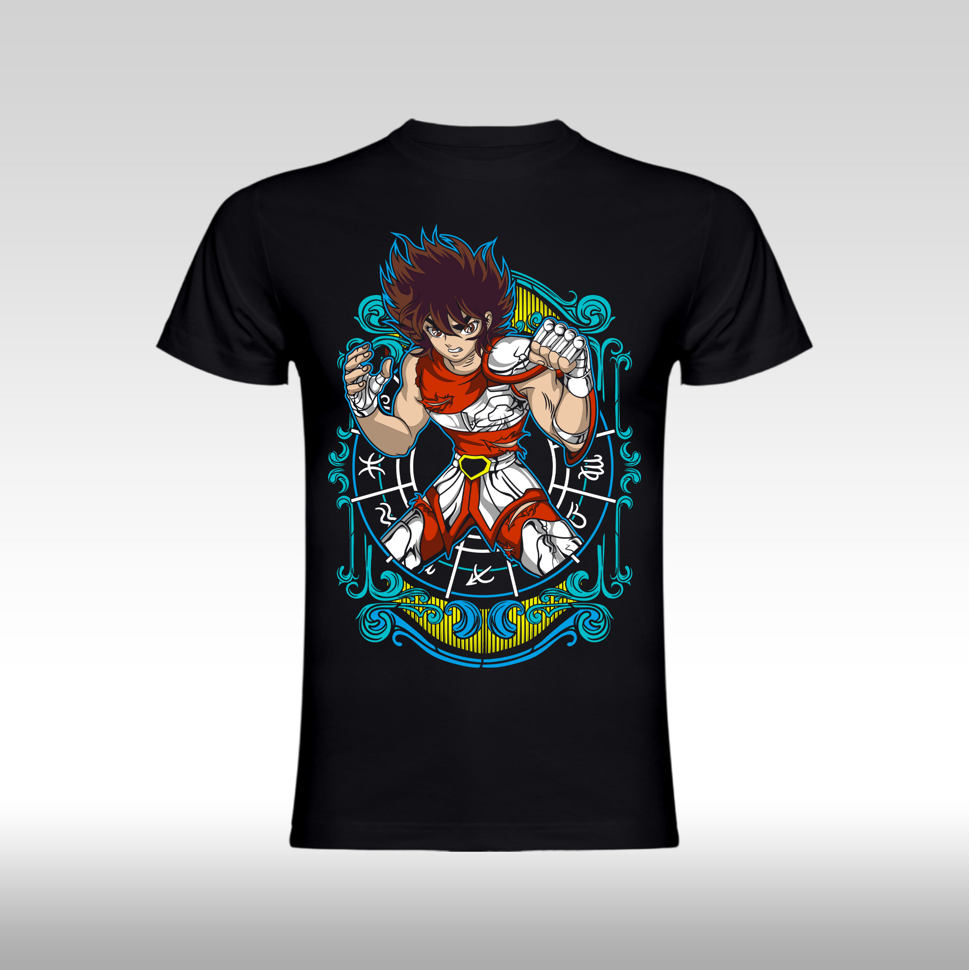 Tricou Negru personalizat bumbac anime "Saint Seiya: Pegasus" streetwear
